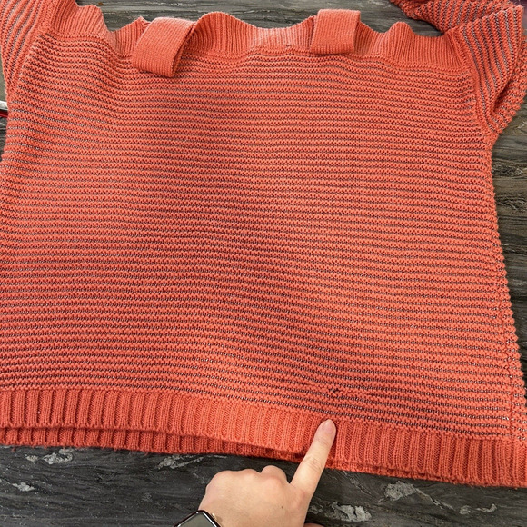 Jessica Simpson Womens Sweater Large 3/4 Sleeve Cold Shoulder Chunky Knit Orange - Picture 9 of 10